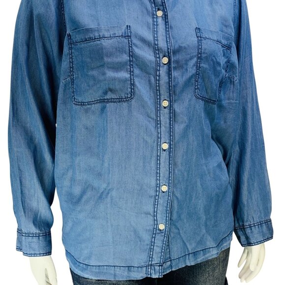 NEW Torrid Womens Chambray 2 Pocket Button Shirt Indigo Tencel Plus Size 2 | 2X - Picture 5 of 13